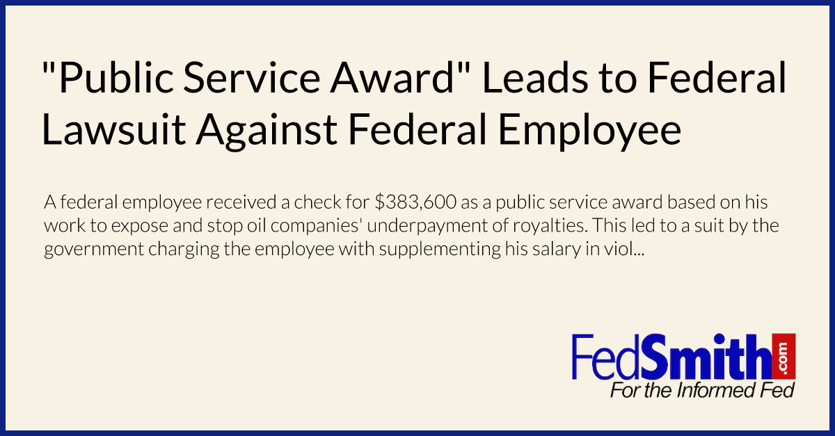 "Public Service Award" Leads To Federal Lawsuit Against Federal