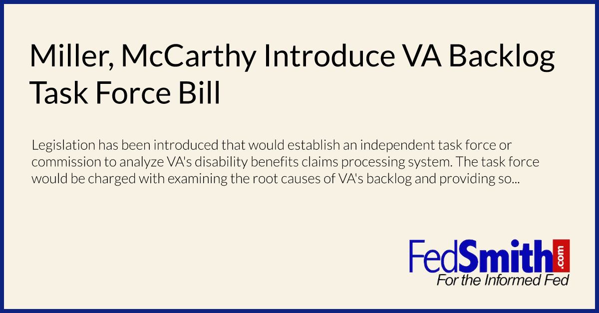 Miller, McCarthy Introduce VA Backlog Task Force Bill