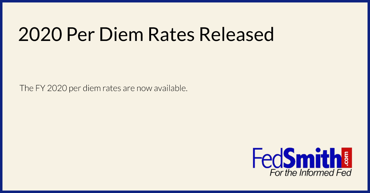 2020 Per Diem Rates Released