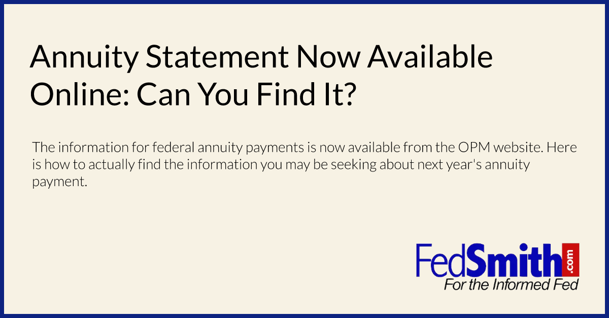 Annuity Statement Now Available Online Can You Find It?