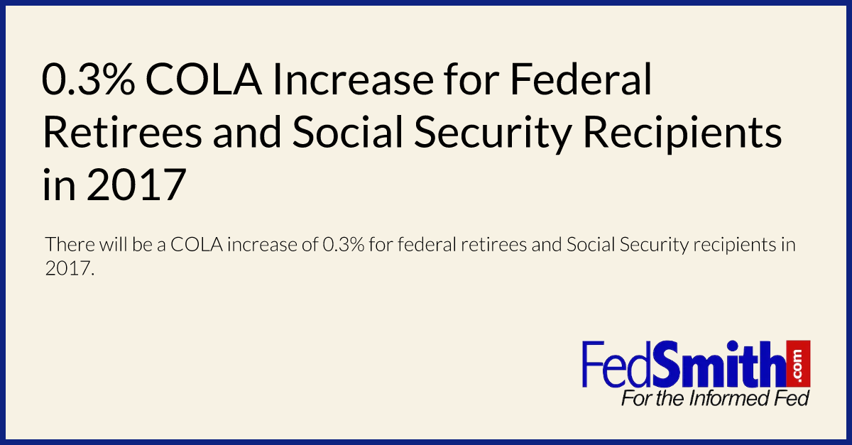 0.3 COLA Increase For Federal Retirees And Social Security Recipients