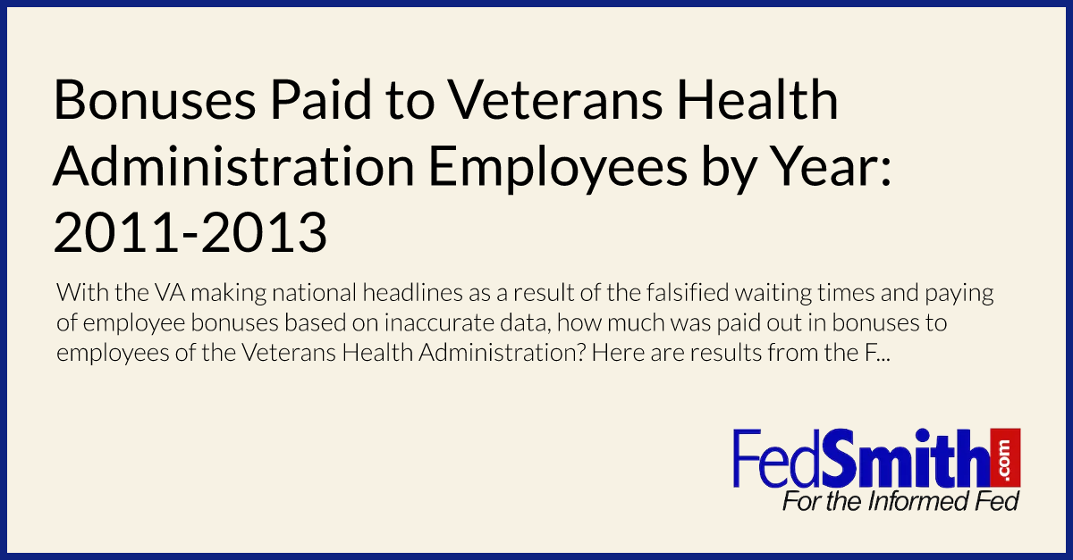 Bonuses Paid To Veterans Health Administration Employees By Year 2011