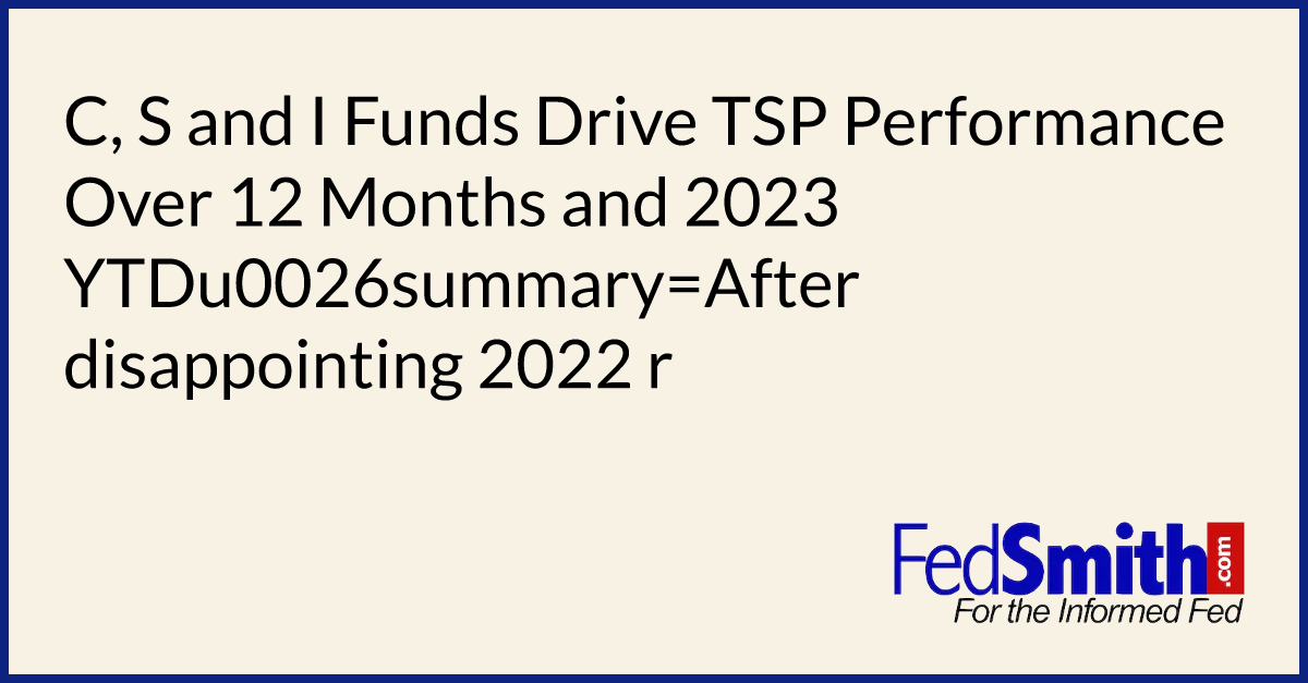 C, S And I Funds Drive TSP Performance Over 12 Months And 2023 YTD  FedSmith.com