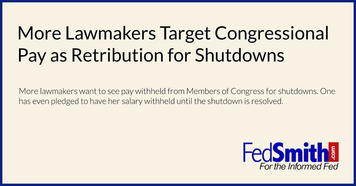 More Lawmakers Target Congressional Pay As Retribution For Shutdowns ...