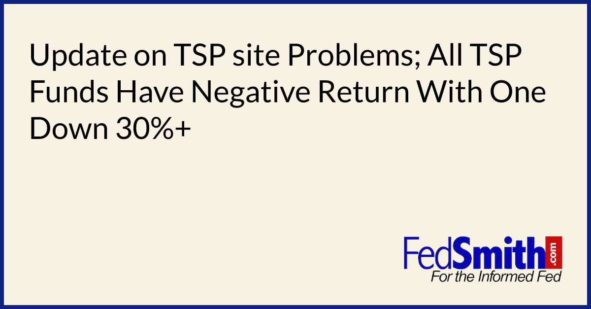 Update On TSP site Problems; All TSP Funds Have Negative Return With One Down 30+